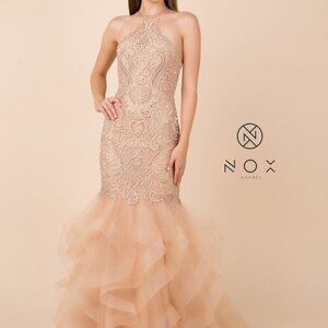 Halter Neck Mermaid Shape Lace Prom Dress NXM189